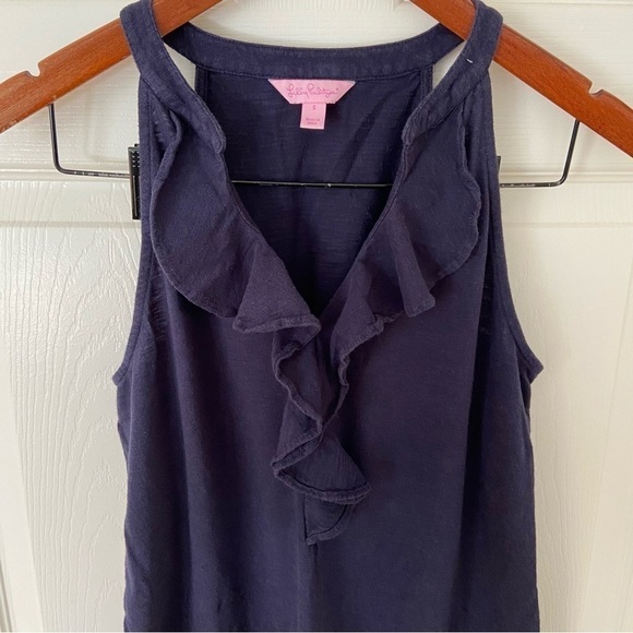 Lilly Pulitzer Shay Ruffle Tank Dress Navy Cotton Size Small - Picture 5 of 12